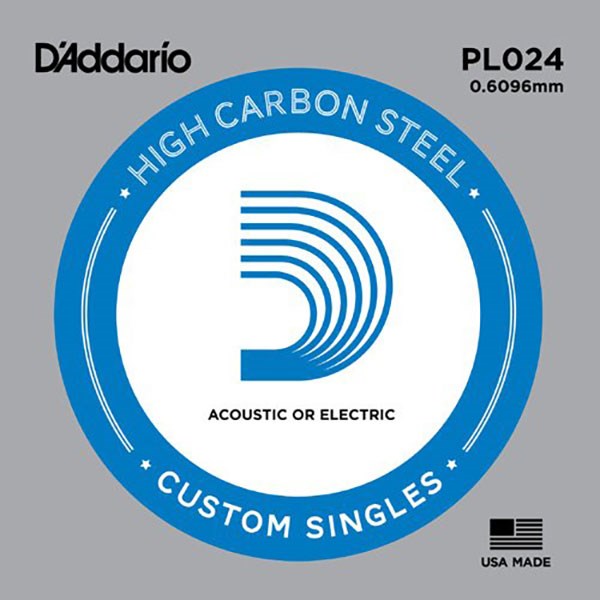D'Addario PL024 Plain Steel Guitar Single String, .024